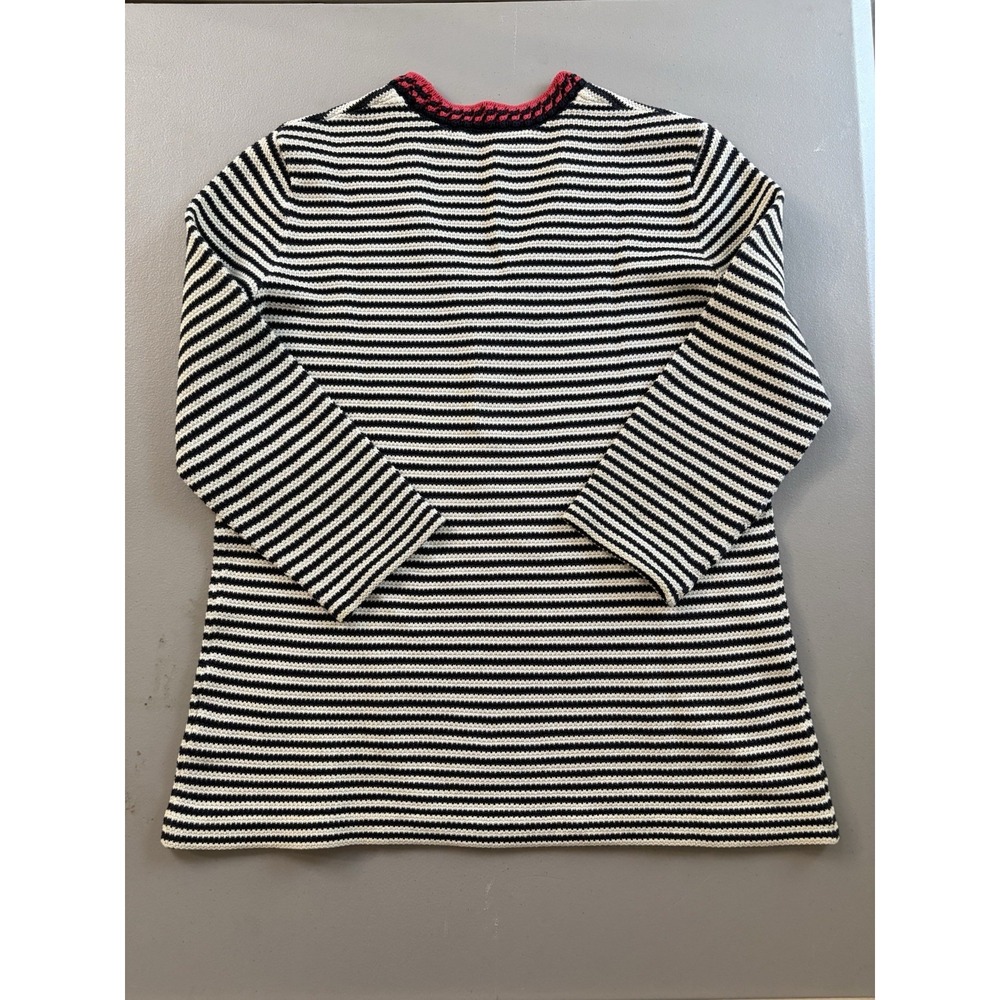 Tory Burch Sweater Women's Size S/P Striped V-neck Pullover 3/4 Sleeve Cotton - Picture 9 of 13